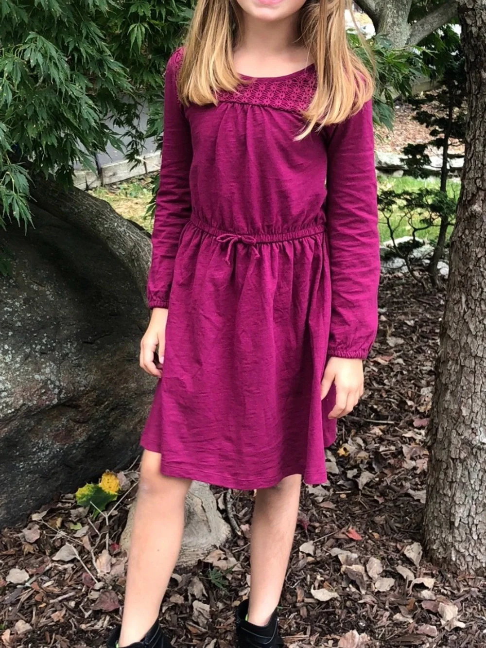 Carter's Girls Magenta Long Sleeve Dress with Drawstring Waist